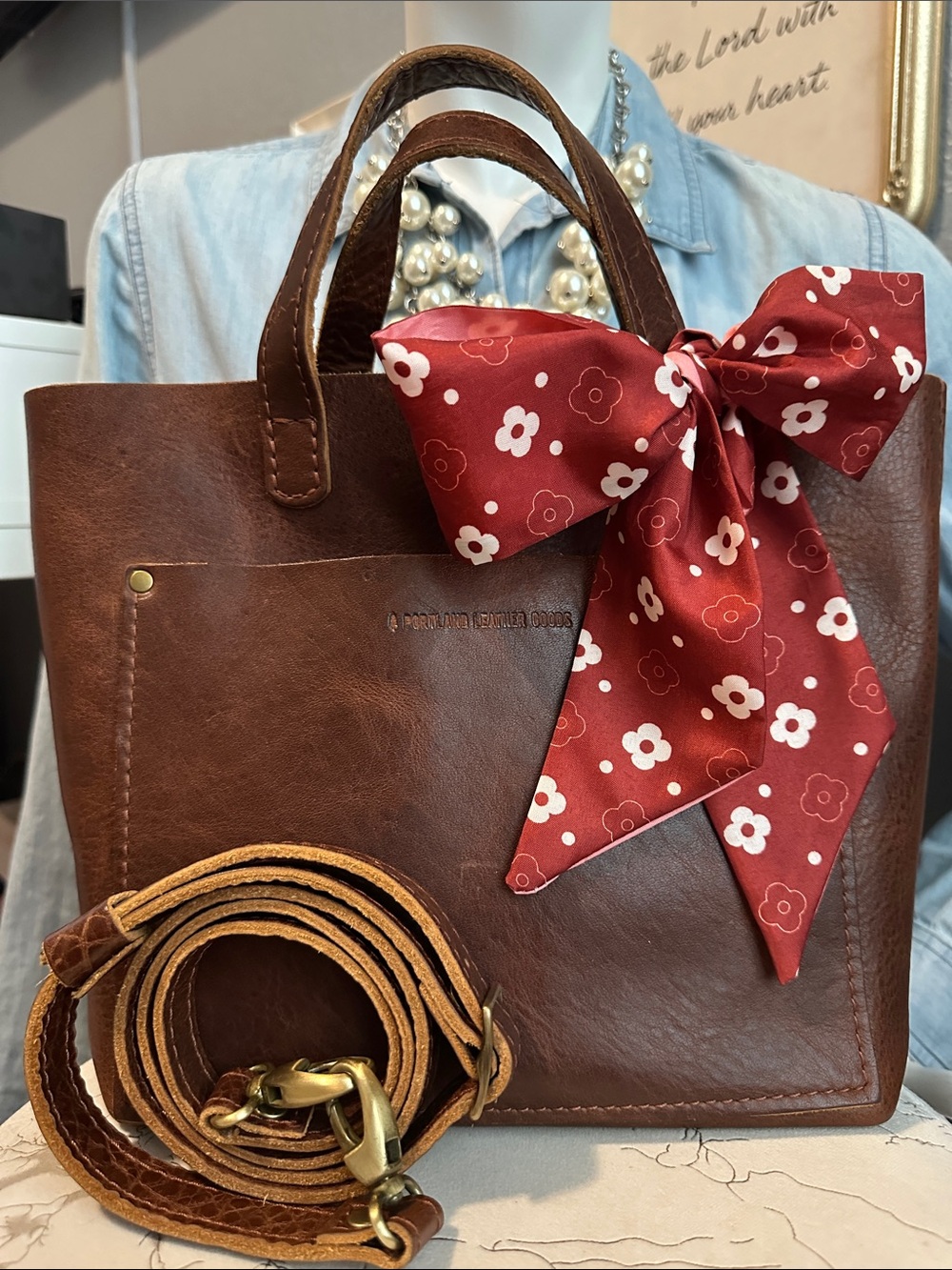 PLG mini crossbody tote Tamarindo or English tan